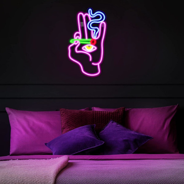 Hand Eye Neonljus Rosa Hand Neonljus för Väggdekor Ond Öga Led Neonljus USB Man Cave Neonljusskyltar