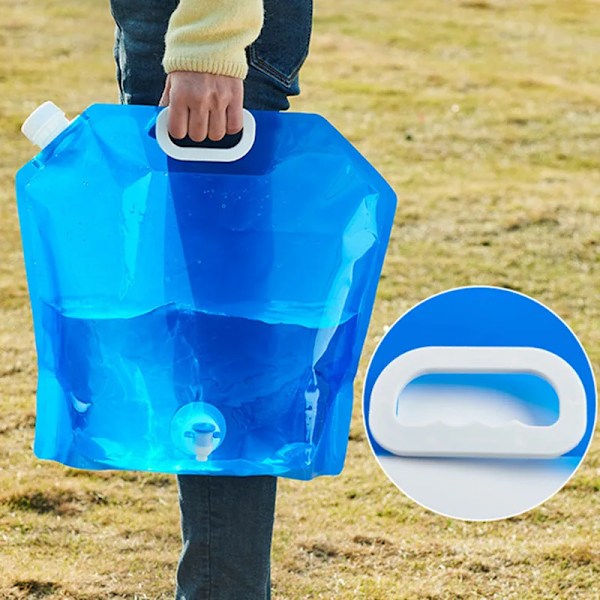 5/10L Camping vattenpåse Bärbar hopfällbar vattenhink Stor vattenbehållare Utomhus Resor Hopfällbar påse Burk Campingtillbehör Normal 10L Blue