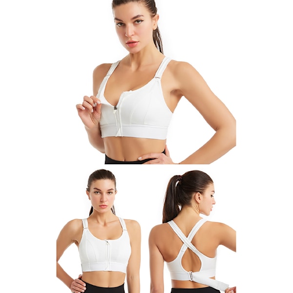 Sport-bh för dam Tight Yoga Tank med dragkedja fram, svart black 5XL
