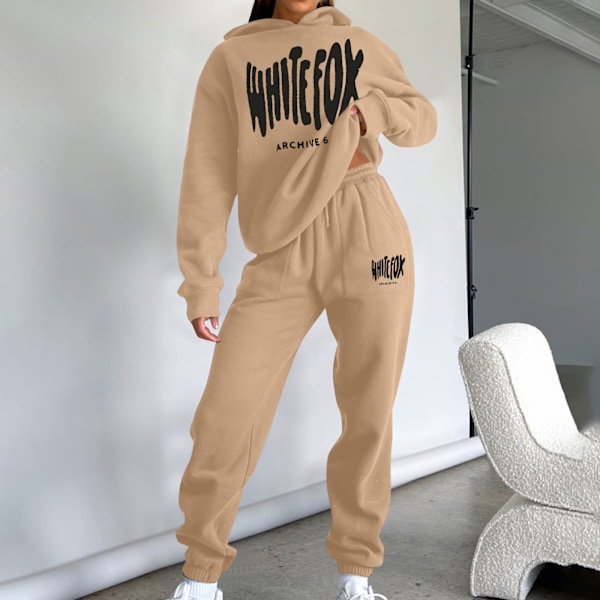 Vita Fox Hoodies Damtröja Dam Hoodie Långärmad Pullover Jumper Casual Toppar Svart Sweatshirt Kostym brown M