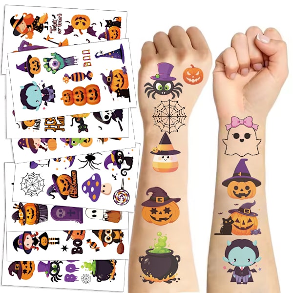 Barnens Halloween-tatueringar - 10 ark med Halloween-tatueringar för pojkar och flickor, Halloween-dekorationspresenter Halloween series (10 pieces/pack)