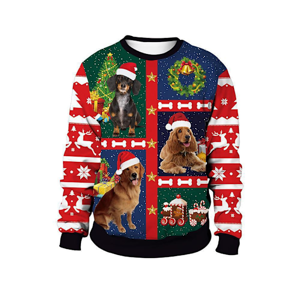 TIS THESEASON ​​Hund Jultröja Ful Jultröja Tröja Herr 70D Tröja Toppar Huvtröja Golden Retriever XL