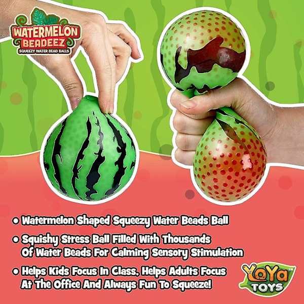 Vandmelon Stressbold - Angstlindrende Klemme- og Squishybolde til Børn og Voksne