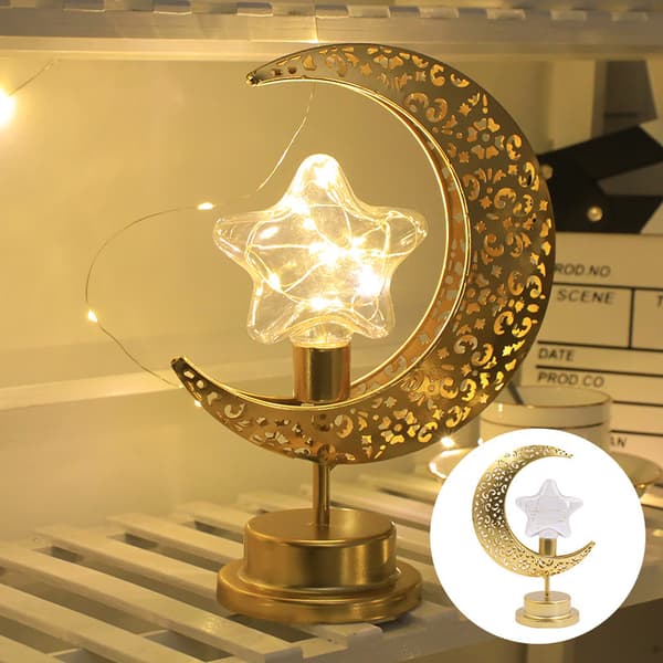 Rund balllampe for Ramadan-festivaldekorasjon. Utstanset design, stemningsfull bordlampe