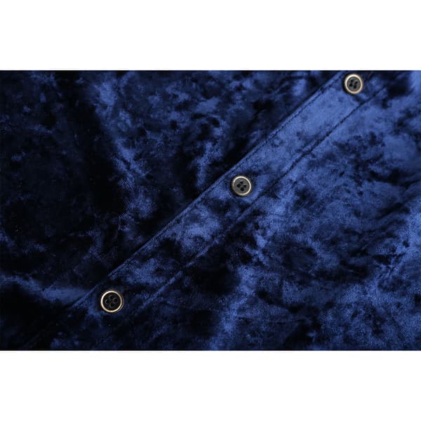 Langermet fløyelsskjorte for menn, knapp ned, krage, bluse, topp, marineblå Navy blue L
