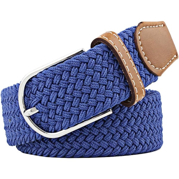 Flerfarget Elastisk Vevd Belte Casual Flettet Stretchbelte Grain Blue