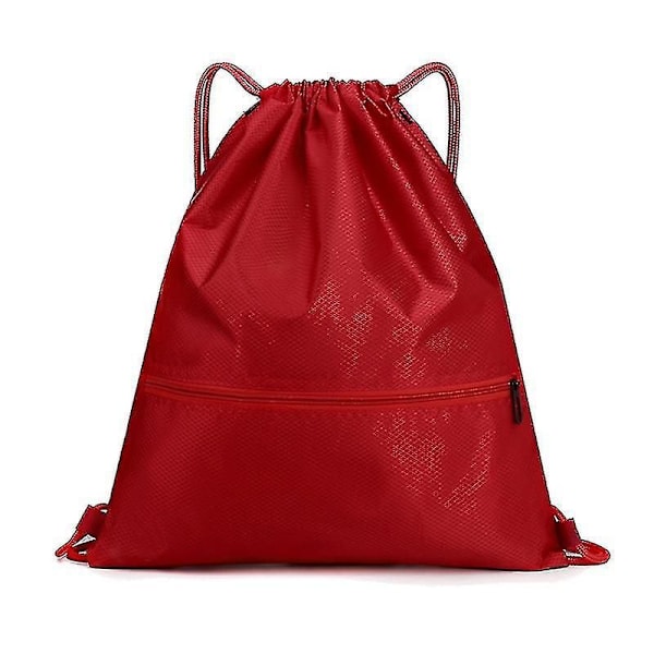 Unisex Dragskoväska Sport Gym Dagväska Simning Skolryggsäck Strand Rese Shoppingväska Vinröd Stor Burgundy Large Large