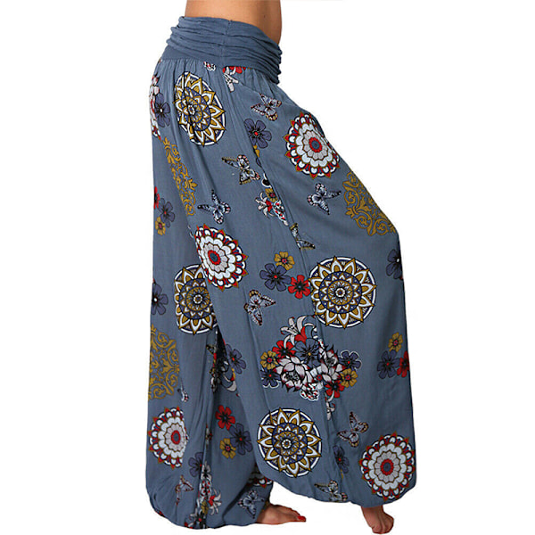 Yoga Bukser til Kvinder Baggy Harem Boho Bredbenet Sports Aladdin Bukser Blue,3XL