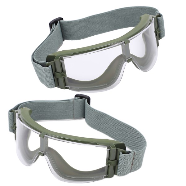 Militära Skyddsglasögon Slagtåliga och Ventilerande Utomhusglasögon för Män Kvinnor Olivfärgad Båge Klar Lins 0.4