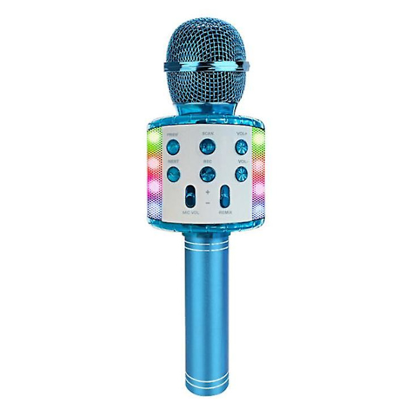 Trådløs Bluetooth-mikrofon med LED-lys - Julegave til børn blue