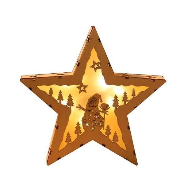 Wooden Star With Christmas Backdrop - 5 Cm | Festive Holiday Decor