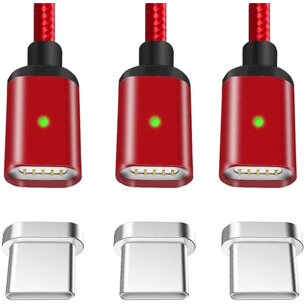 Iphone Laddningskabel Slitstark USB Lightning-kabel 3pack 3ft Nylon Smart Phone Power rot