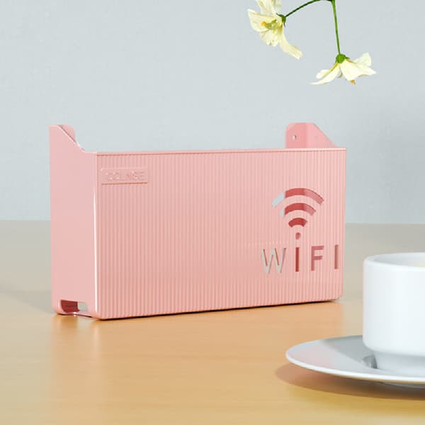 Trådlös WiFi-routerhylla för förvaring, väggmonterad ABS-organisatör - FF- Pink