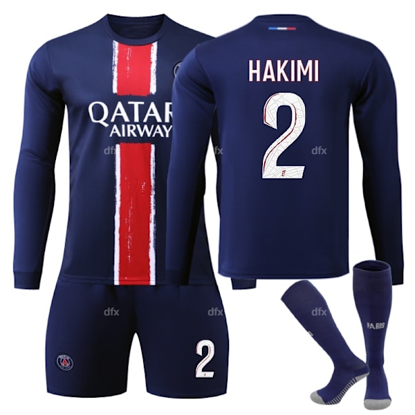 Paris Saint-Germain Børne Hjemmebanetrøje Sæt 2024-2025 Efterår & Vinter Nr. 2 strømper S HAKIMI Nr. 7 strømper Nr. 7 socks No 7 socks S