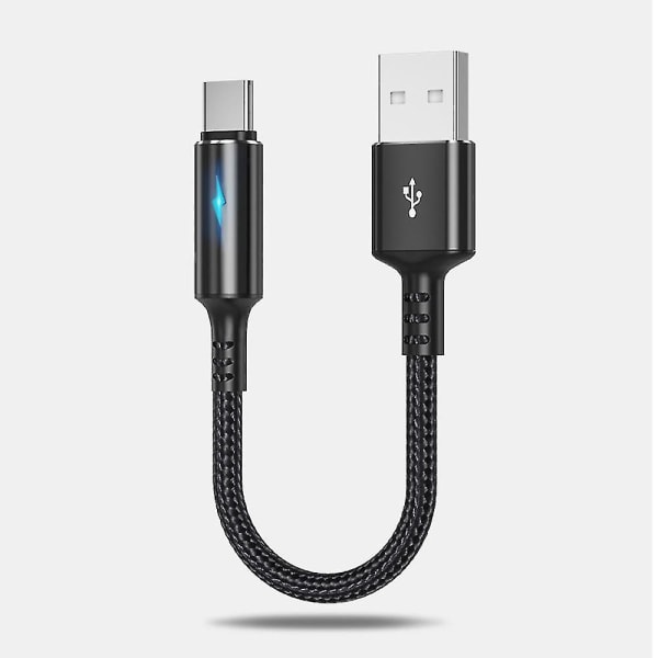 Fonken 25cm Kort USB Laddningskabel Micro USB Typ C Kabel För iPhone Huawei Android 2.4A Snabbladdning Power Bank Laddningskabel Med Indikeringslampa Type C Cable