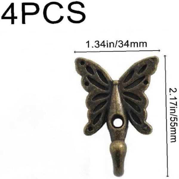 Wall Mounted Coat Rack with Butterfly Motif, Vintage Towel Holder, Wall Hook Compatible with Kitchen Bathroom Bedroom copper-4pcs