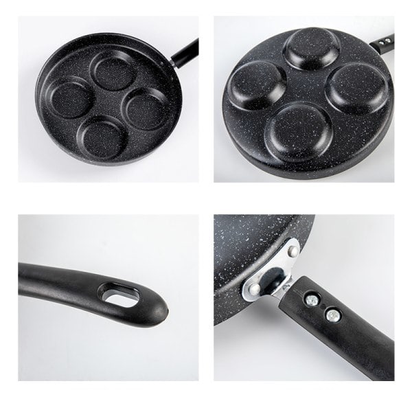 Äggpanna med fyra koppar, Maifan sten non-stick panna, multifunktionell äggstekpanna, kompatibel med alla värmekällor