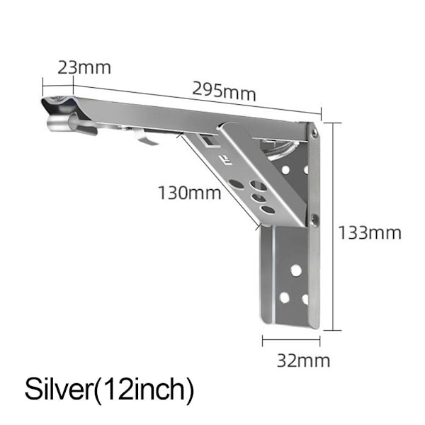 Taitettava Hyllykiinnike Seinäkiinnitys Tuki HOPEAA 12TUUMAA hopea Y silver 12inch