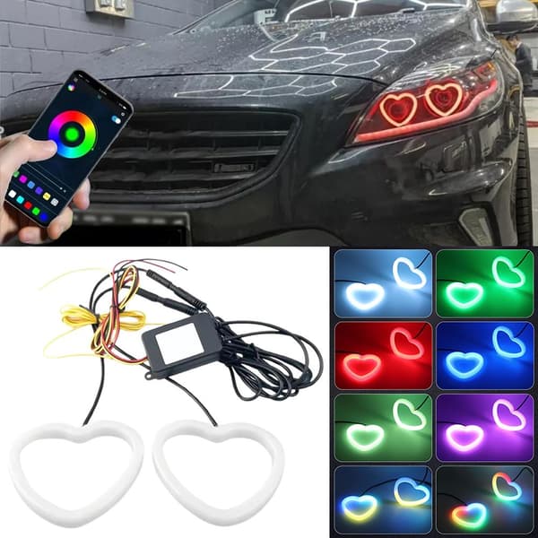 Fargerike Kjærlighet LED Modifiserte Bilfrontlykter Kjærlighet Dekorativ App Mobil Bluetooth Blenderåpning C4n8