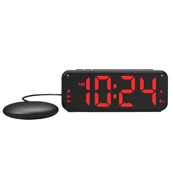 A5 supervibrerande väckarklocka + superhögljud väckarklocka, lämplig för tunga sovare/döva/hörselskadade personer, superstor display Y black