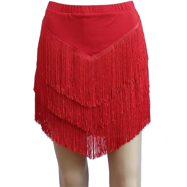 Dame Dusker Latin Danseskjørt, Salsa Tango Rumba Danseklær Rød Red 2XL