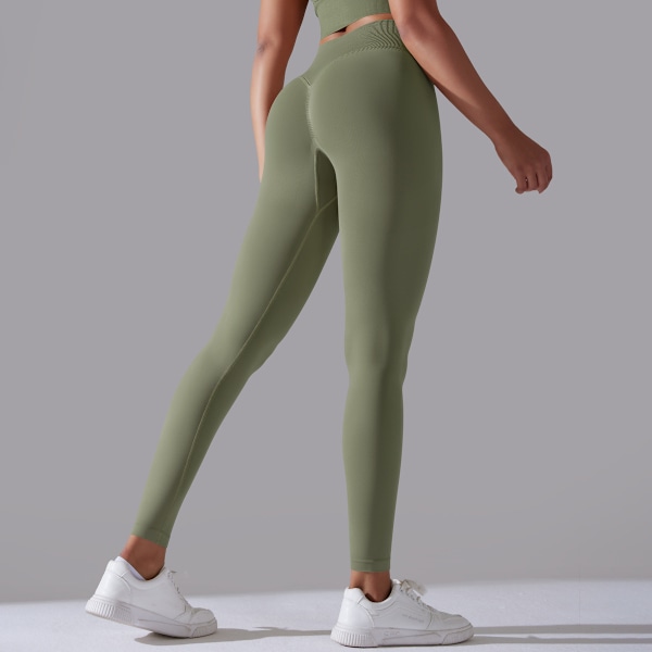 Leggings til Kvinder Gymnastik Leggings uden Lommer Høj Talje Yoga Bukser Mavekontrol Sports Træningsbukser S Gray green