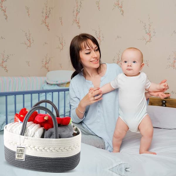 Baby Oppbevaringskurv Tau Bleieveske GRÅ grey