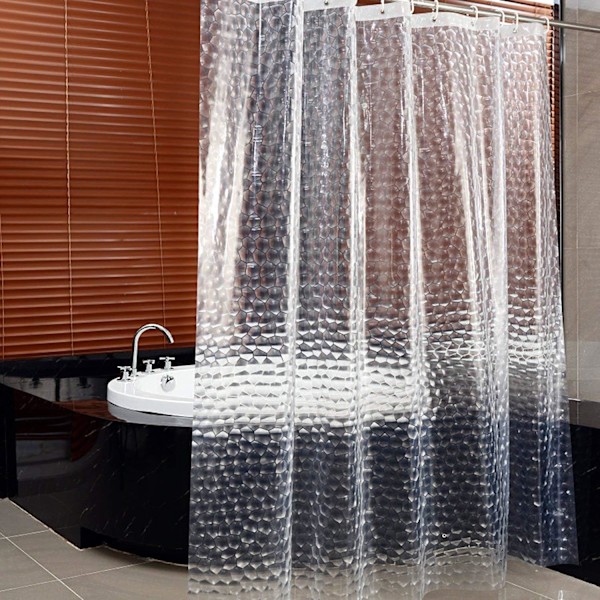 Bruseforhæng til badeværelse, 3D Transparent Vandkube, 180x180cm B