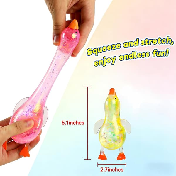 Squishy Glitter Ænder Dyre Stressbolde Stressaflastende Sensorisk Legetøj Påskekurvfyld (4 stk.)