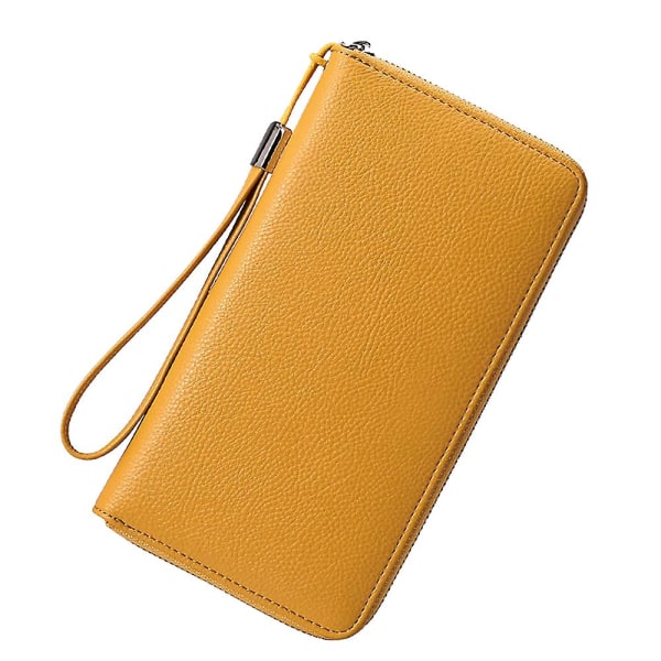 Damväska, Rfid-skyddad läderväska med dragkedja Mango yellow