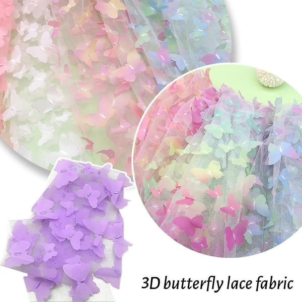 3D Sommerfugl Blonde Stoff Gradient Rosa Blå Tyll Stoff Regnbue Mesh Stoff Gradient Red