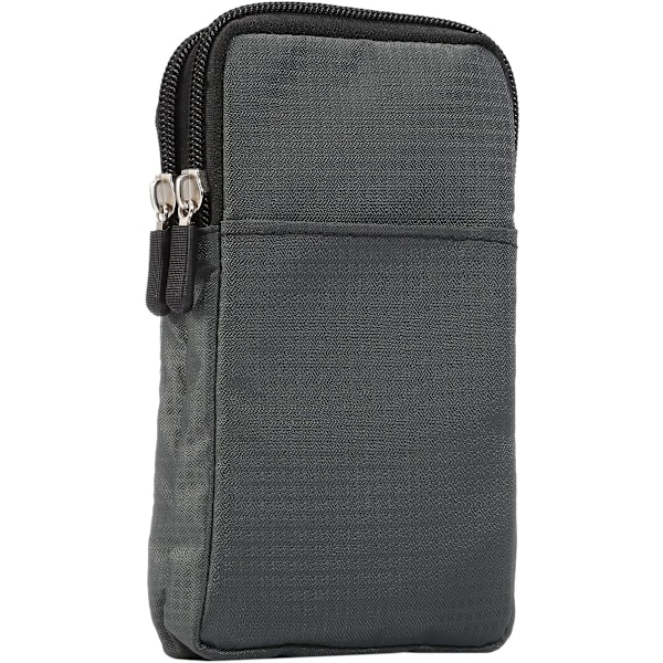 Mobiltelefonbelte, Crossbody Mobiltelefonveske, Utendørs Reise Nylon Skulderveske, med Belteløkke Karabinkrok mørk grå 10*18*3.5 CM dark gray