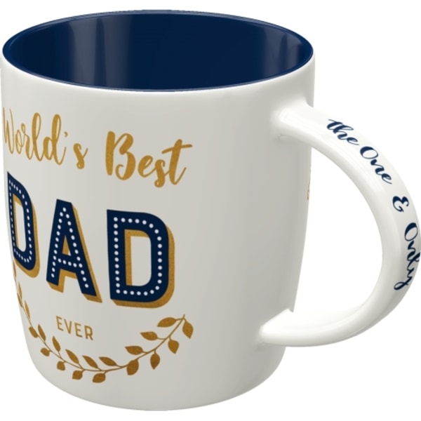Mugg Världens Bästa Pappa Fars Dag blå blue Porslin