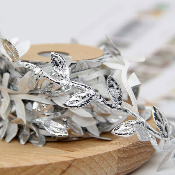 10M Sølvblad Bladband Trim Reb til Guirlande DIY Håndværk og Fest Bryllup Hjem Dekorationer Silver