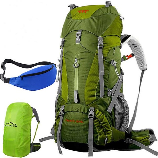 Högkvalitativa 65l multifunktionella vattentäta ryggsäckar 60l 65l för vandring bergsklättring med nödryggsäckar glass green 75*35*25CM