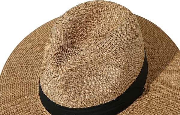 Dame bredskygget strå Panama sammenfoldelig hat med bælte spænde Fedora strand solhat til kvinder red