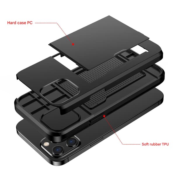 Kompatibelt iPhone 14 Pro cover med kortholder - Sort - 1 stk