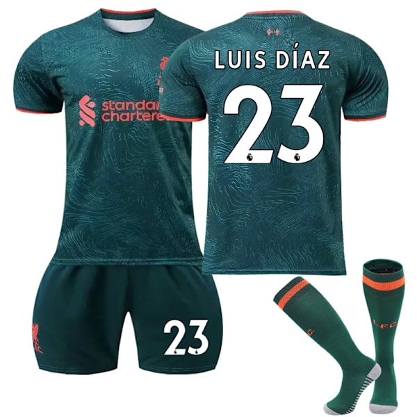 Ny säsong 22-23 Liverpool Borta Barn Vuxna Fotbollströja Kit - Perfekt LUIS DIAZ 23 LUIS DIAZ 23 L