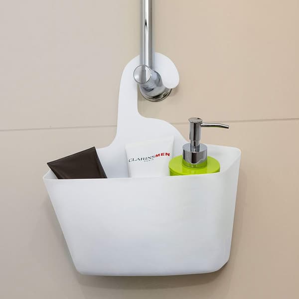 2 stk. dusjhyller i plast for oppheng for hjemmet med krok White-2pcs