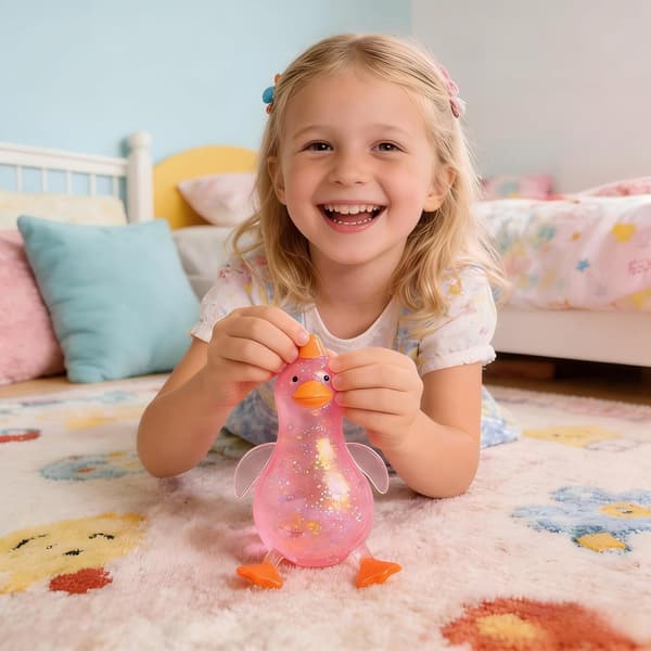 Squishy Glitter Ænder Dyre Stressbolde Stressaflastende Sensorisk Legetøj Påskekurvfyld (4 stk.)