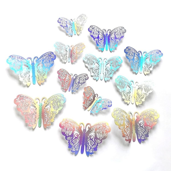 48st Laser Fjärilsdekor, 3d Fjärilar Väggdekor För Barn Sovrum Barnkammare Födelsedag Fjärils Festdekorationer Style 2