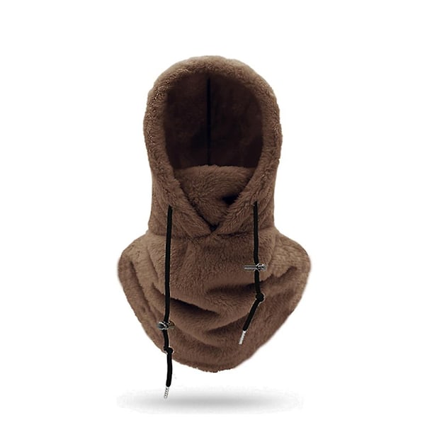 Sherpa Huva Skidmask Vinter Balaclava Kallt Väder Vindtät Justerbar Varm Huva Överdrag Mössa Halsduk Dark Brown