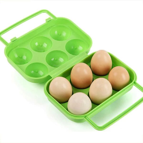 Portable Plastic Egg Carton 6 Compartments Foldable Egg Storage Box Large Capacity Egg Box Egg Holder Organizer for Refrigerator and Crisper (2pcs)