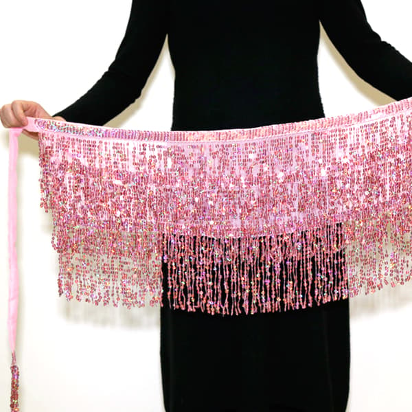 Mavebælte med pailletter til kvinder Boho-stil festkostume til dansefester Pink