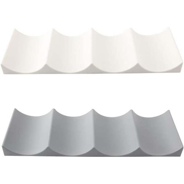 Flaskeholder til køleskab 2 stk Flaskeholder Stabelbar Plastikflaskeholder Vinreol Flaskeholder til Køleskab Hvid/Grå