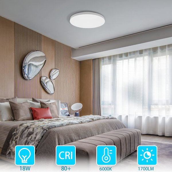 Moderni LED-kattovalaisin, 18W olohuoneen kattovalaisin 6000K kylmä valkoinen 1700K pyöreä kylpyhuoneen kattovalaisin lasten/aikuisten makuuhuoneeseen