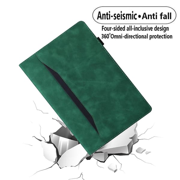 Nahkakotelo tikkauksilla Samsung Galaxy Tab A9+ -tabletille Green