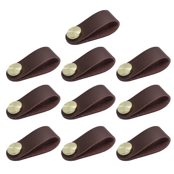 Hardware læderhåndtag robust multifunktionelt skabshåndtag til soveværelse C2816 Coffee Brown