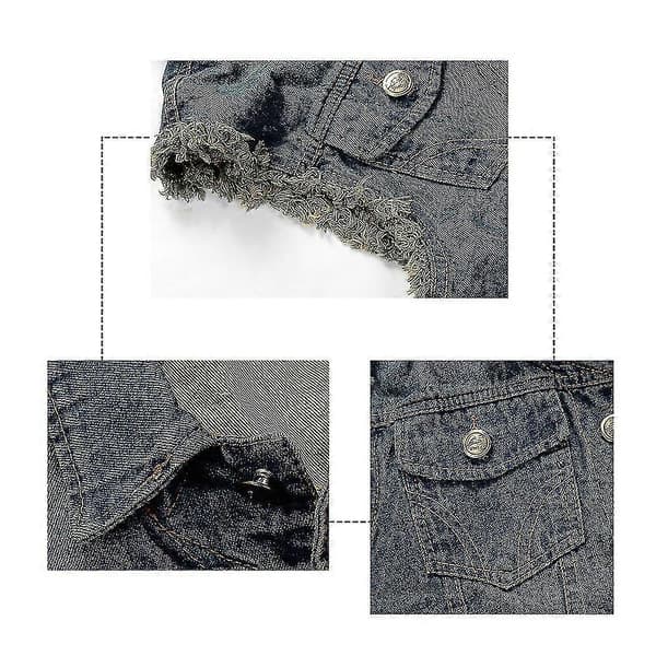 Retro afslappet ærmeløs denimvest til mænd S Black