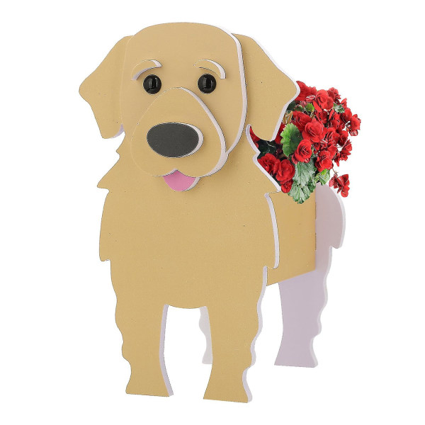 Hundformad planteringskruka, planteringskruka för djur för trädgårdsdekorationer-26 Golden flower pot